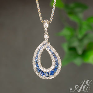 -18k white gold sapphire and diamond pendant