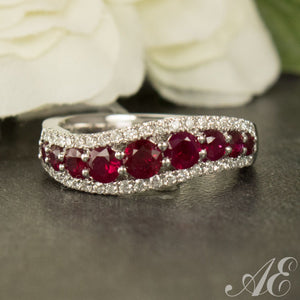 -18k white gold ruby and diamond ring