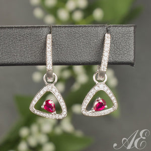 -18k white gold ruby and diamond earrings