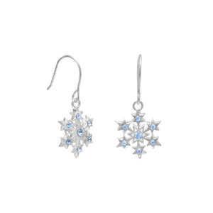 Half OFF - Sterling silver blue and white CZ snowflake earrings