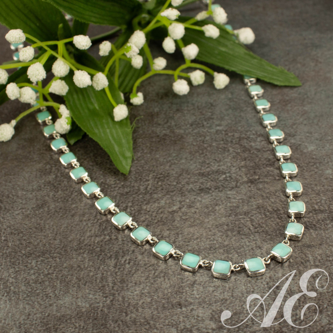 -Sterling silver and sleeping beauty turquoise necklace