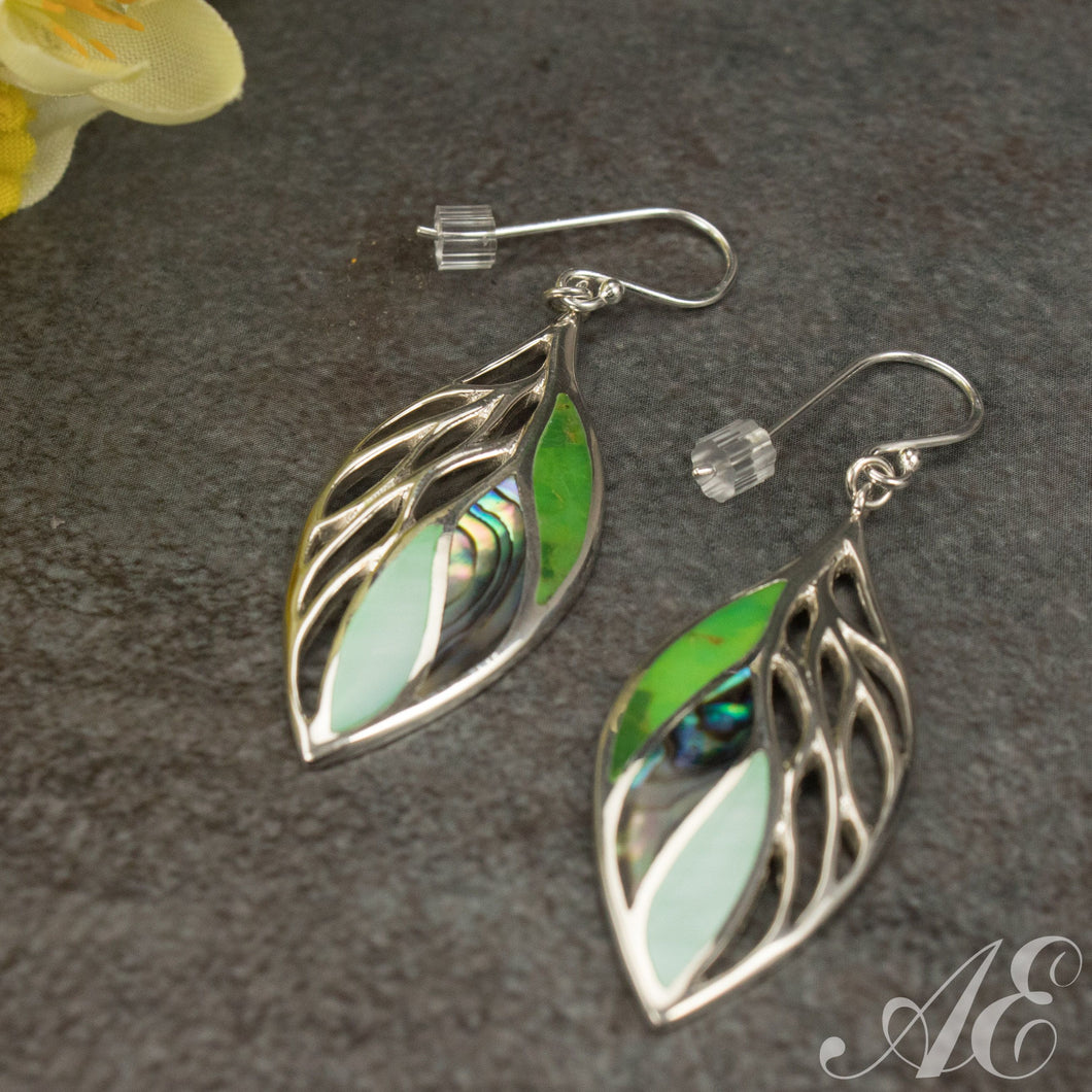 -Half off - Sterling silver earrings with turquoise, abalone and mother of pearl