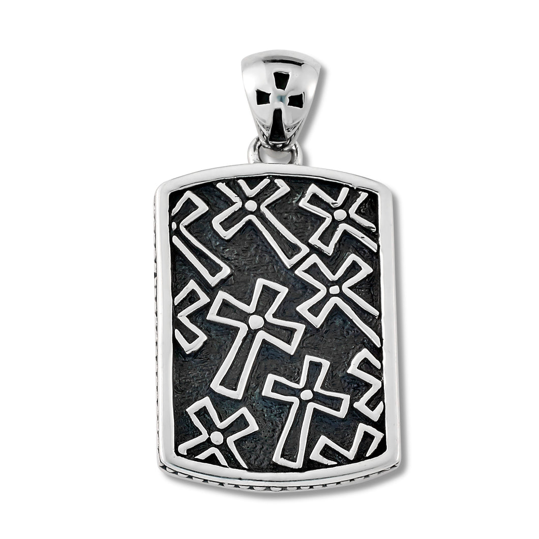 Men's sterling silver cross dog tag
