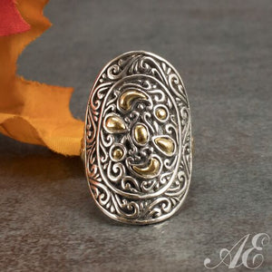 -Sterling silver ring with 18K gold overlay
