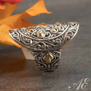 -Sterling silver ring with 18K gold overlay