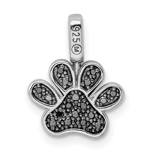 2 sided sterling silver diamond paw pendant