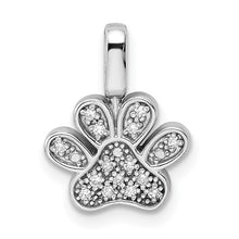 Load image into Gallery viewer, 2 sided sterling silver diamond paw pendant
