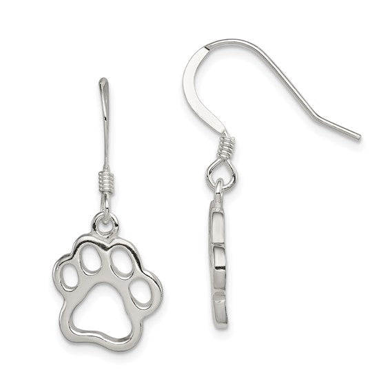 Sterling silver paw earrings